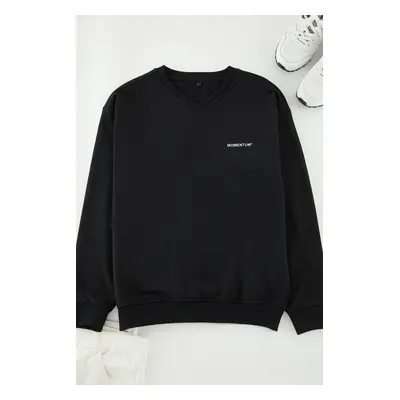 Trendyol Black Unisex Oversize/Wide Cut Fleece Sweatshirt