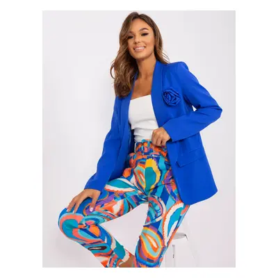 Cobalt elegant blazer with flower