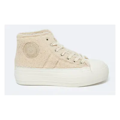 Insulated women's sneakers with sheepskin Big Star beige