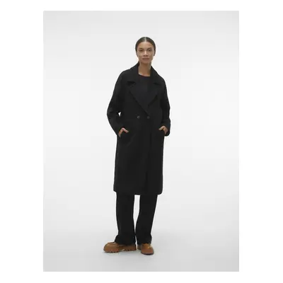 Black women's coat with wool blend VERO MODA Hazel - Women