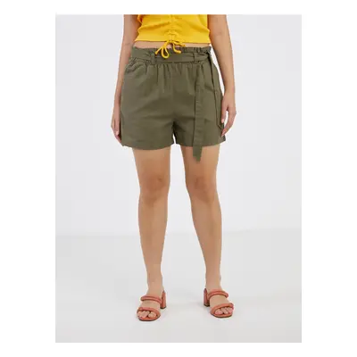 Linen Khaki Shorts JDY Say - Women's