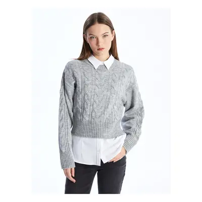 LC Waikiki Crew Neck Self-Patterned Long Sleeve Women's Knitwear Sweater