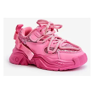 Children's sneakers decorated with sequins pink Liatoma