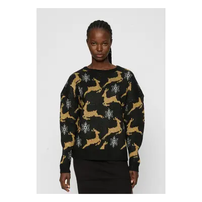 Women's Oversized Christmas Sweater Black/Gold