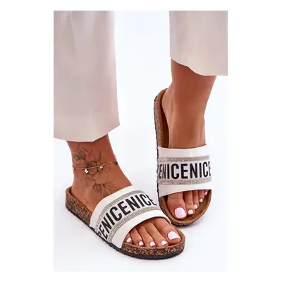 Cork sandals with crystals white Be Nice