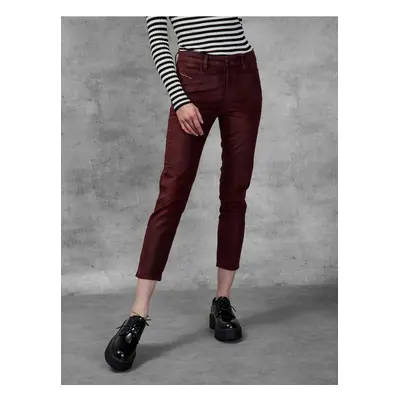 Burgundy Women's Cropped Slim Fit Diesel Jeans - Women's