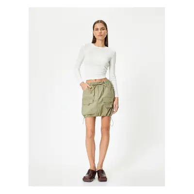 Koton Parachute Mini Skirt with Cargo Pocket Elastic Stopper Detailed