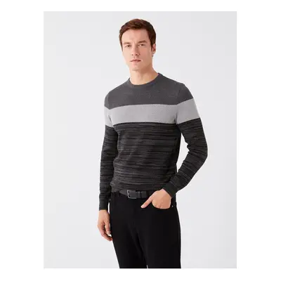 LC Waikiki Crew Neck Long Sleeve Color Block Men's Knitwear Sweater