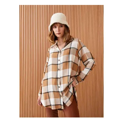 LC Waikiki Shirt Collar Plaid Long Sleeve Women's Tunic