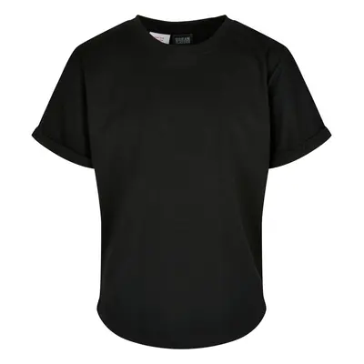 Long Shaped Turnup Tee T-Shirt for Boys - Black