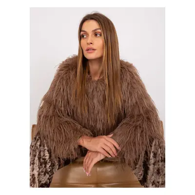 Light brown transitional jacket with eco fur