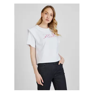 Women's White T-shirt with shoulder pads KARL LAGERFELD - Women