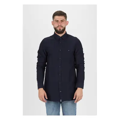 Tommy Hilfiger Shirt - SLIM LINEN VISCOSE SHIRT dark blue