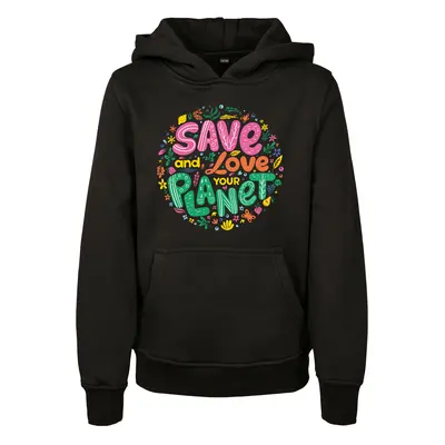 Kids Save And Love Hoody Black