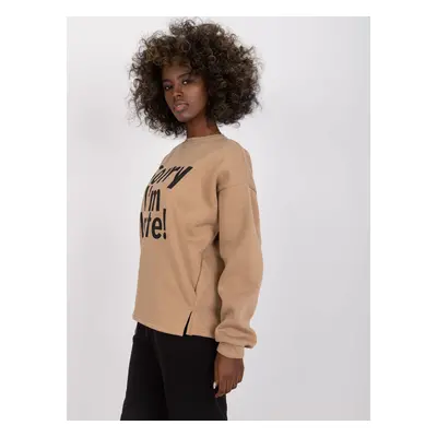 Dark beige oversized sweatshirt with a print without a hood Francisco