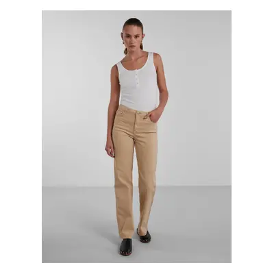 Beige Women's Wide Jeans Pieces Peggy - Women