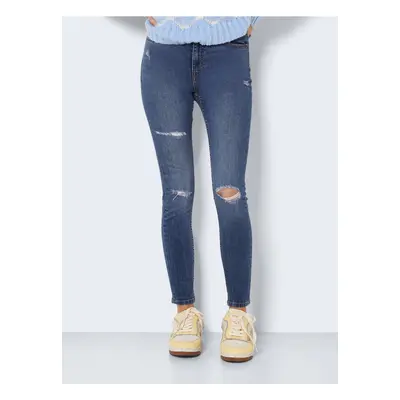 Blue Skinny Fit Jeans with Tattered Effect Noisy May Buddy - Women