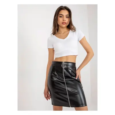 Black skirt made of eco-leather