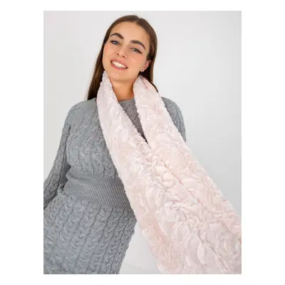 Light pink women's tube scarf made of faux fur