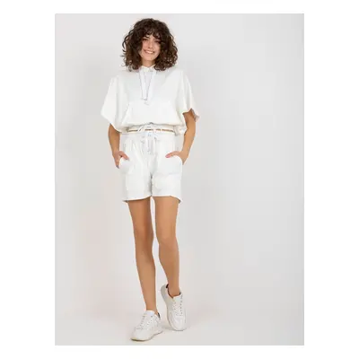 Ecru summer basic tracksuit with short sweatshirt