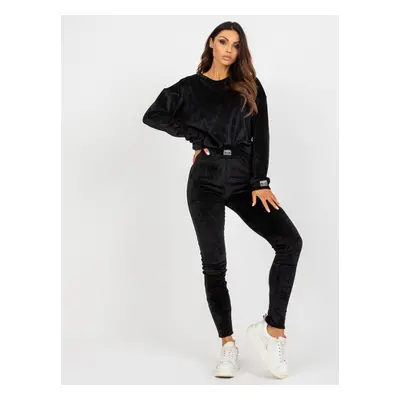 Women's black velour set with leggings