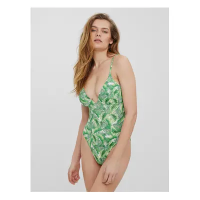 Green patterned one-piece swimsuit VERO MODA Anne - Women