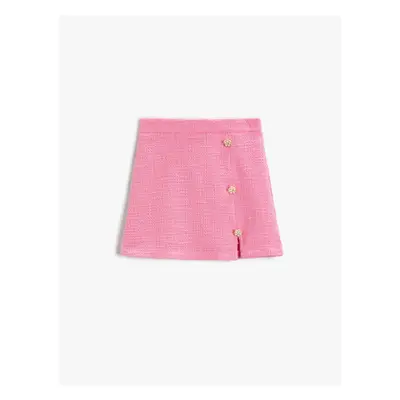 Koton Mini Skirt With Pearl Buttons, Cotton