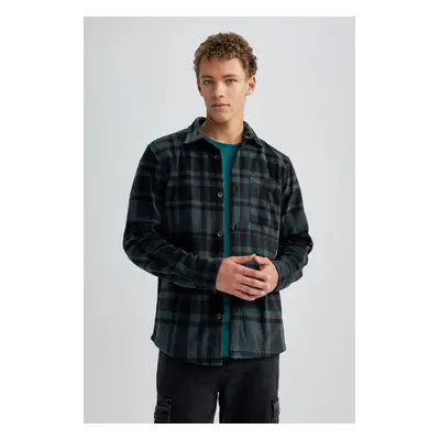 DEFACTO Regular Fit Checkered Fleece Long Sleeve Shirt