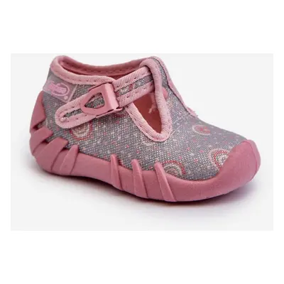 Comfortable children's slippers BEFADO grey and pink