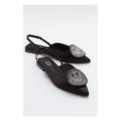 LuviShoes GEVEL Women's Black Satin Flats.