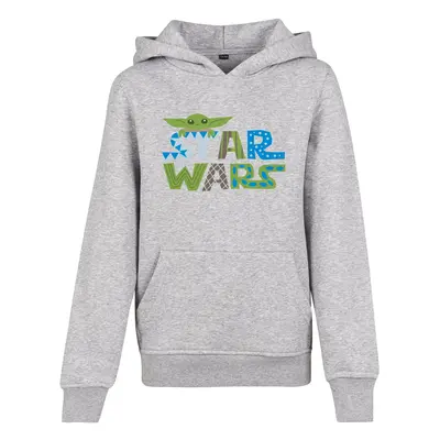 Children's colorful Star Wars logo with hood heather gray