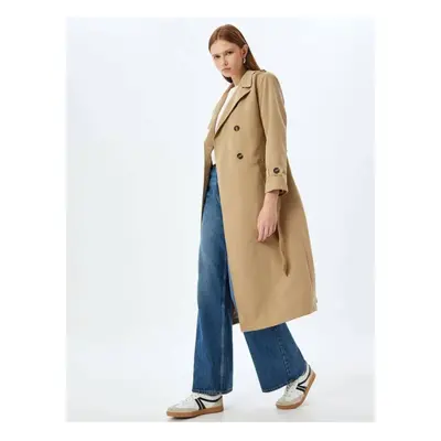 Koton Double-breasted Buttoned Trench Coat with Belt Detail