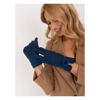 Navy blue gloves with geometric patterns