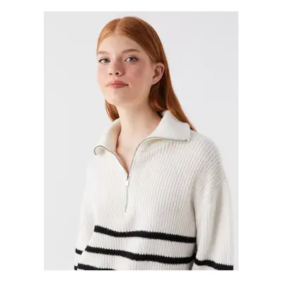 LC Waikiki Polo Neck Striped Long Sleeve Women's Knitwear Sweater