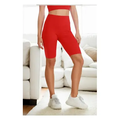 95111 Dewberry Sports Compact High Waist Short Leggings-RED