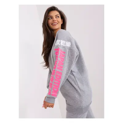 Grey women's oversize sweatshirt with slogans