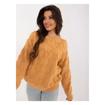 Brown women's oversize sweater with cuffs