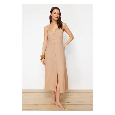 Trendyol Beige Midi Woven Beach Dress