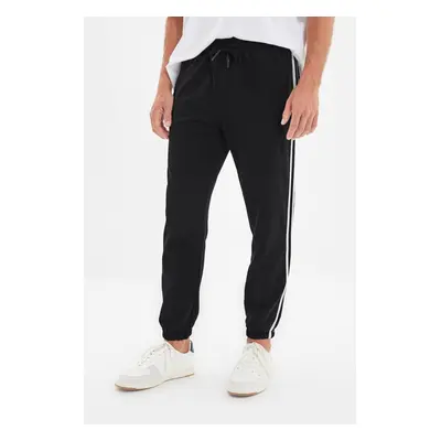 Trendyol Black Regular Cut Striped Zipper Pocket Elastic Leg Jogger Sweatpants