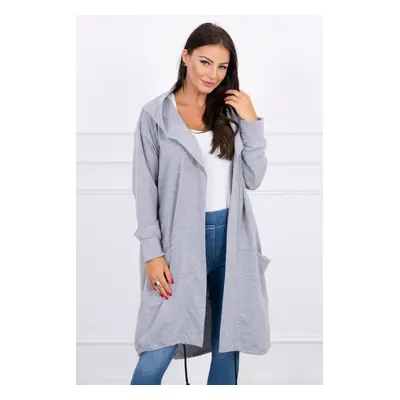 Oversize gray cape with hood