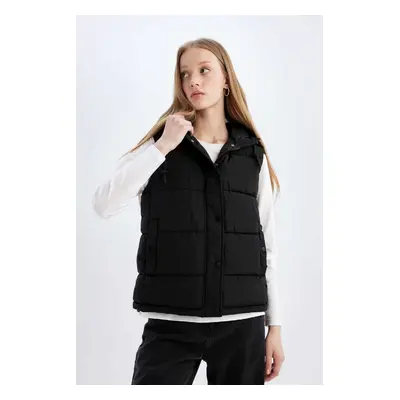 DEFACTO Water Repellent Regular Fit Hooded Zippered Pocket Seasonal Puffer Vest