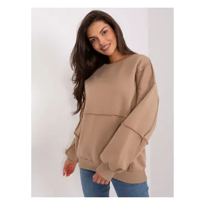 Dark beige insulated sweatshirt without hood