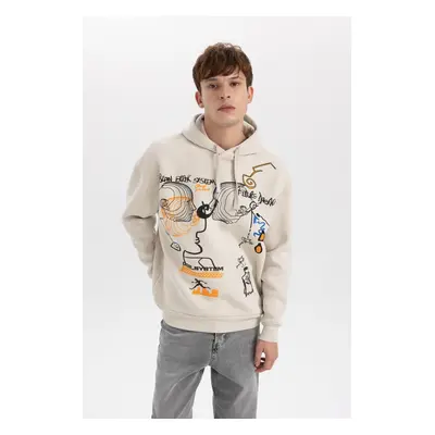 DEFACTO Oversize Fit Back Printed Hooded Sweatshirt