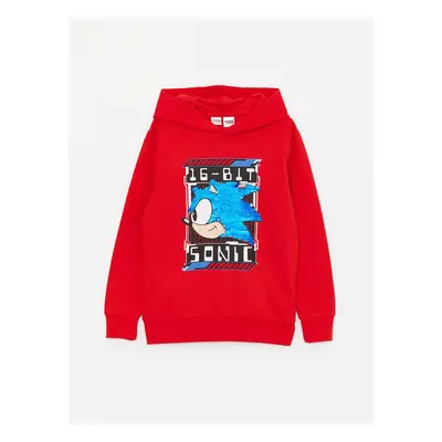 LC Waikiki Boys' Sonic Printed Reversible Sequined Hoodie