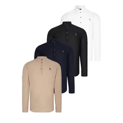 SET OF FOUR G783 DEWBERRY JUDGE COLLAR SHIRT-BLACK-WHITE-NAVY-BEIGE