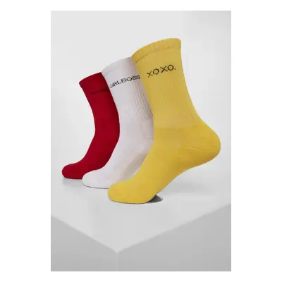 Lettering Socks 3-Pack Yellow/Red/White