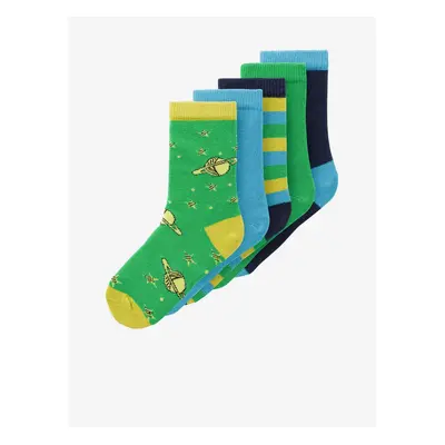 Set of five pairs of children's socks in blue and green name it Vagn - Girls