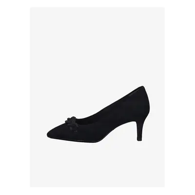 Tamaris Black Leather Heeled Pumps - Women