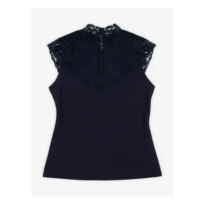 Orsay Dark blue women's T-shirt with lace detail - Women