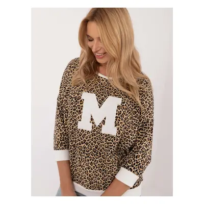 Ecru-beige leopard blouse with patch